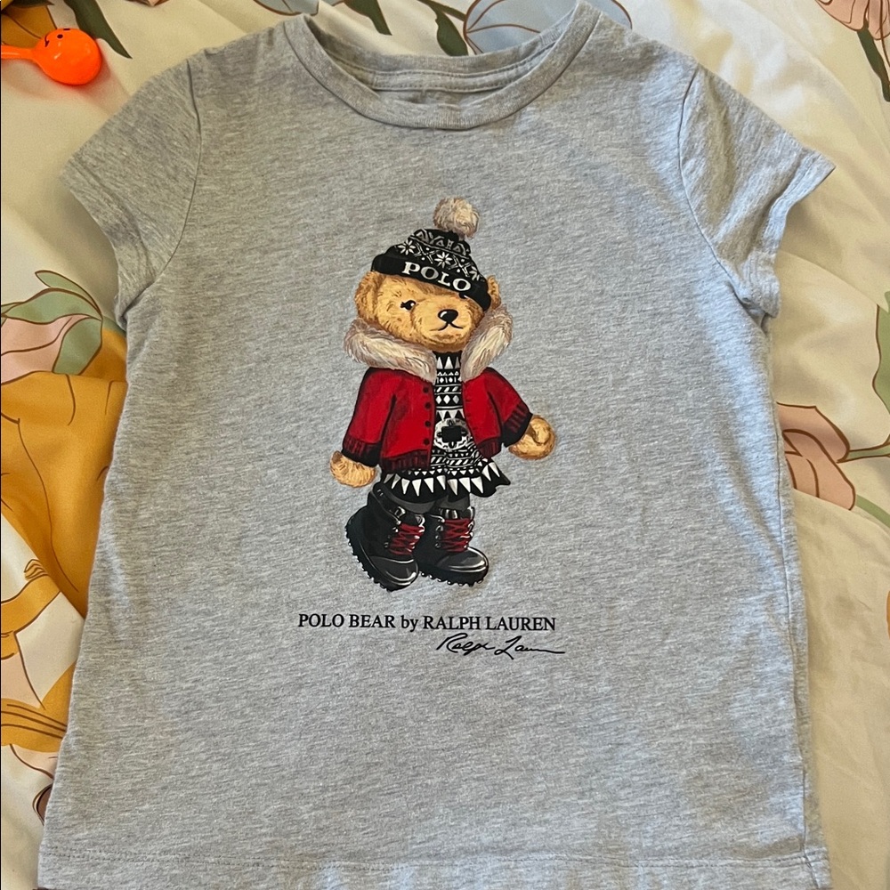 Ralph Lauren Gray T-Shirt with Polo Bear in Red Jacket